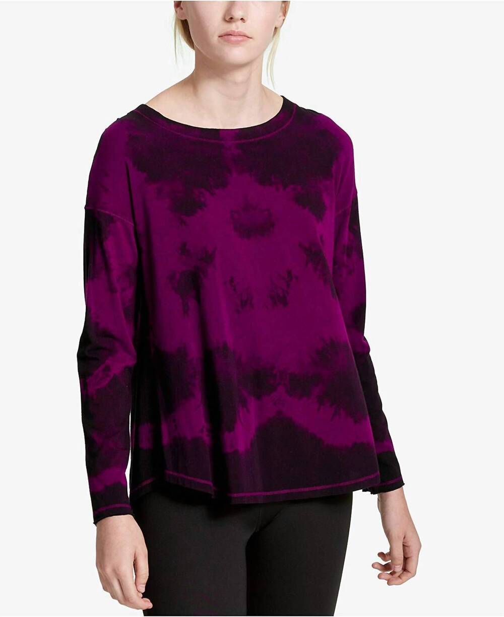 NEW CALVIN KLEIN performance tie dyed drop shoulder top in vivid violet combo